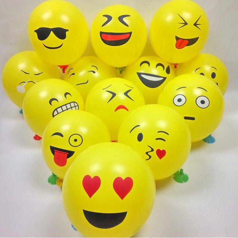 10 Bong Bóng 12 Inches Biểu Tượng Cảm Xúc Emoji Trang Trí Tiệc Sinh Nhật