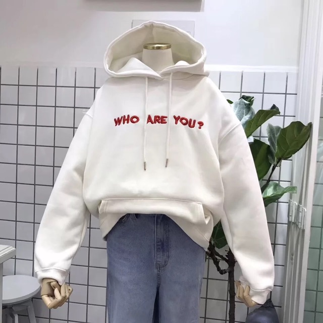 Áo khoác hoodie vải nỉ lót bông dày dặn thêu Who