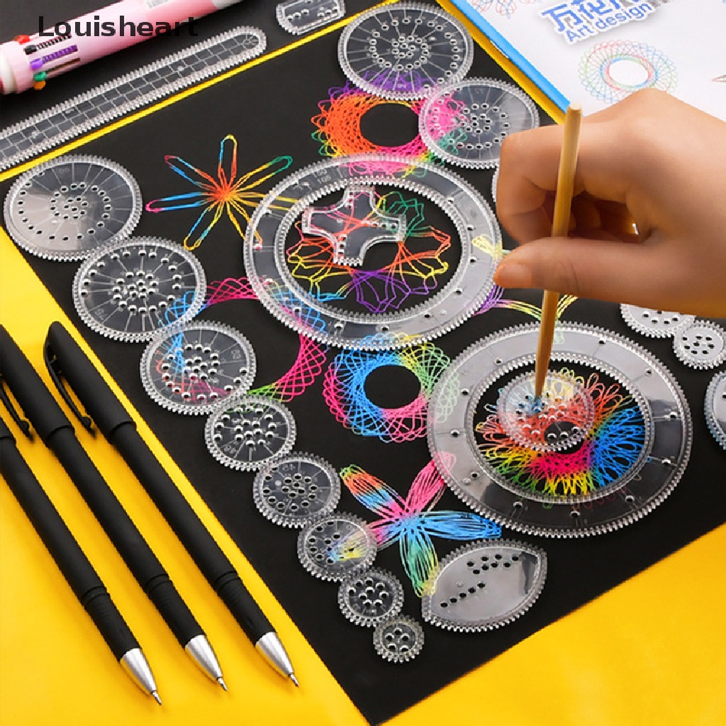 Bộ đồ chơi giáo dục vẽ tạo hình Spirograph lồng vào nhau với bánh răng và bánh xe tiện lợi