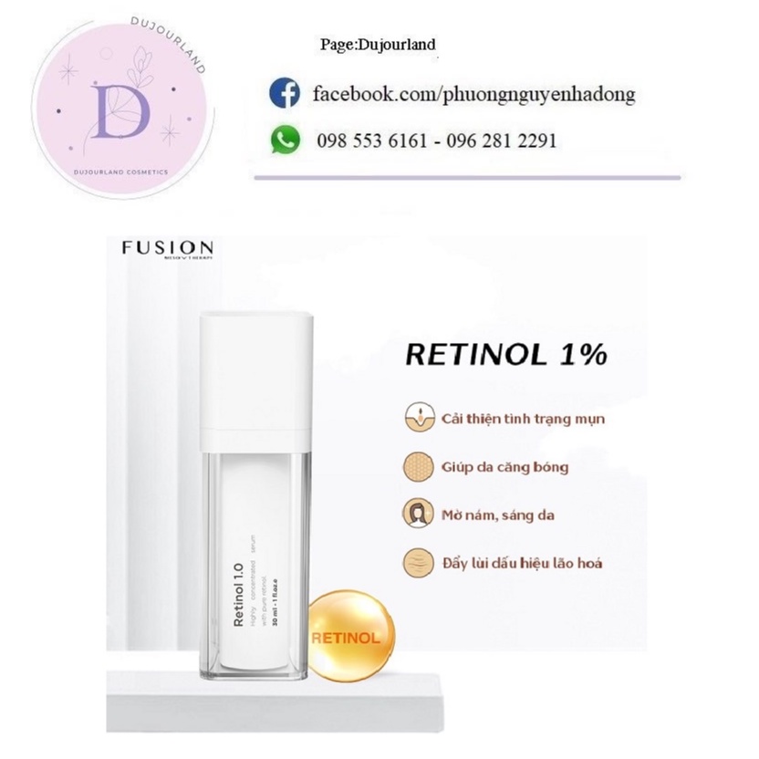 Tinh chất chống lão hóa sáng da ngừa mụn Fusion Retinol 1.0 30ml