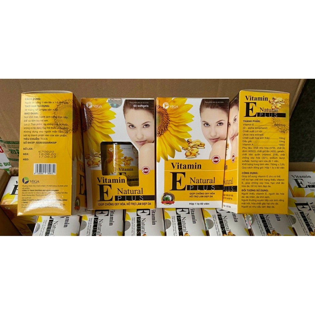 Vitamin e natural plus giúp dep da mờ thâm, chống lão háo, làm sáng và mịn da, làm da sáng tự nhiên có tinh chất nha đam | BigBuy360 - bigbuy360.vn