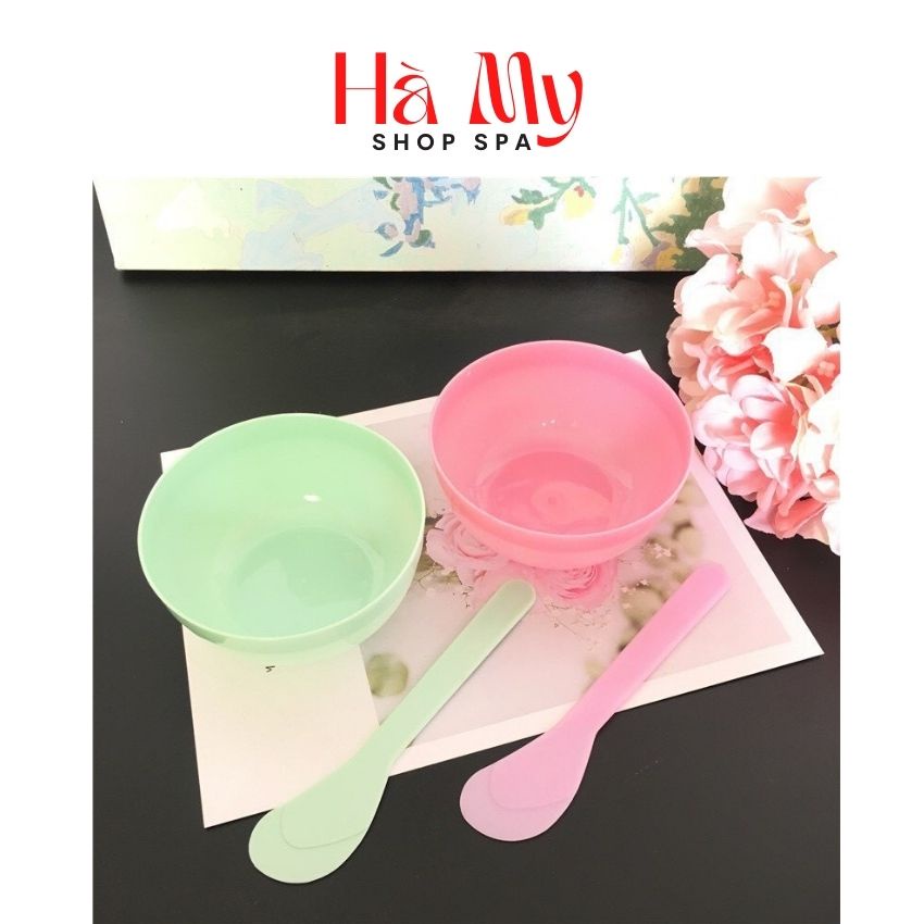 Bát Nhựa + Thìa Nhựa Trộn Mặt Nạ, Đắp Mặt Nạ