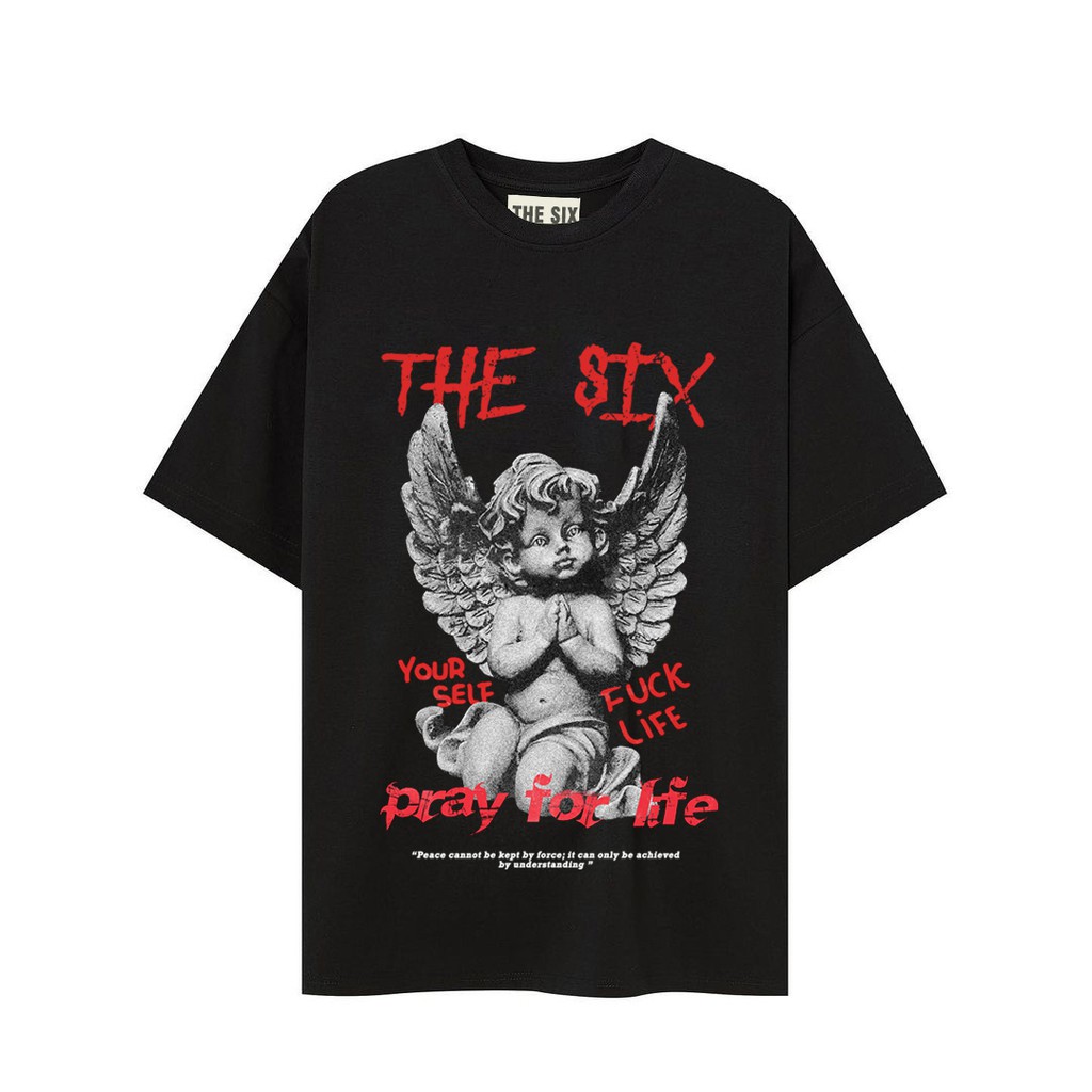 Áo phông tay lỡ unisex - Vải cotton 4 chiều - ThesixBrand - RED ANGEL | BigBuy360 - bigbuy360.vn