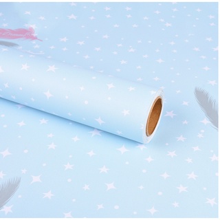 Decal giấy dán tường lông vũ xanh khổ 45cm 1 mét