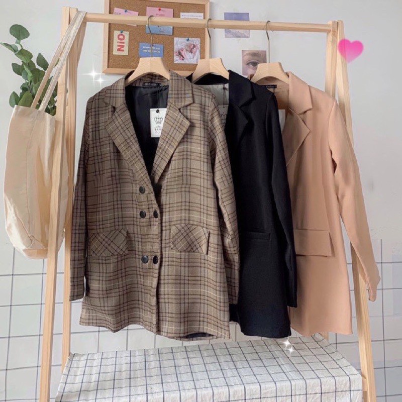 Áo blazer 2 lớp ảnh thật shop tự chụp/video thật, áo blazer khoác suông- AmandaStore