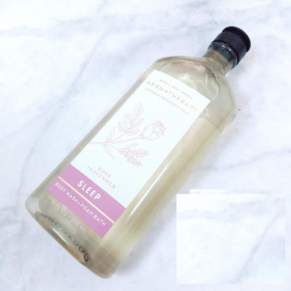 Gel tắm Bath &amp; Body Works Aromatherapy Essential Oil Body Wash 295ml - Sleep Rose + Lavender (Mỹ)
