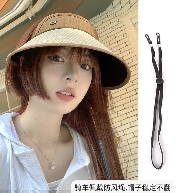 Mũ Cói Rộng Vành Chống Nắng Thiết Kế Hở Chóp Thời Trang Mùa Hè Phong Cách Hàn Quốc Mới Cho Nữ