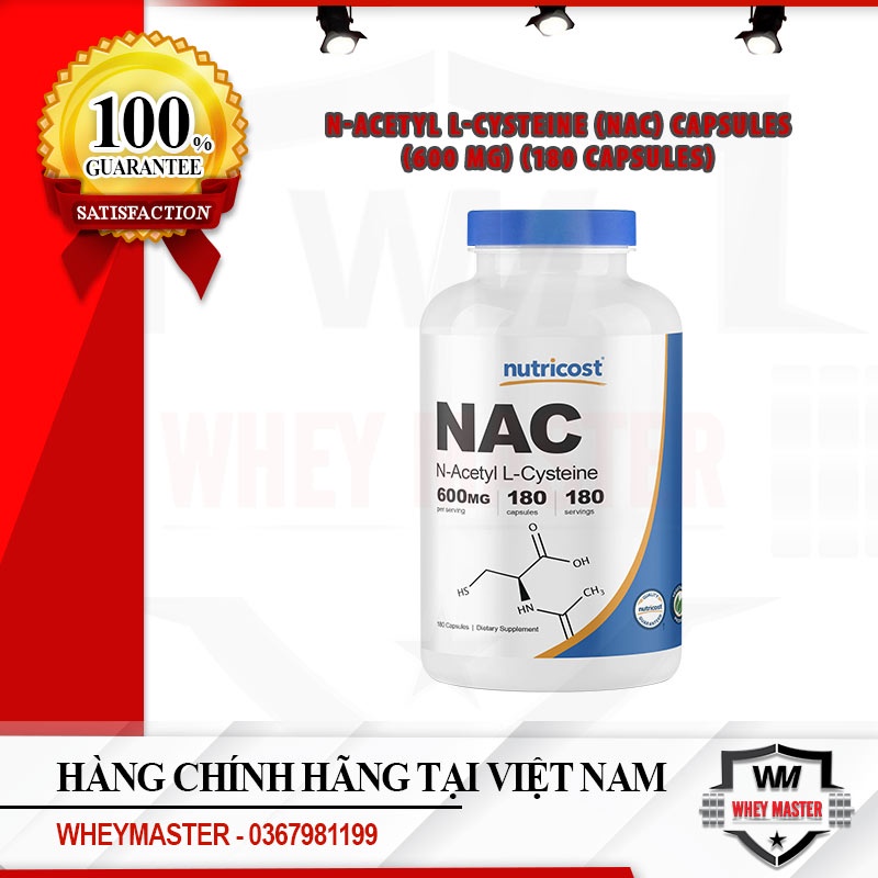 Nutricost Nac 600mg Thực Phẩm Bổ Sung Bảo Vệ Gan, Giải Độc Gan, Giúp Mát Gan (180 Viên)