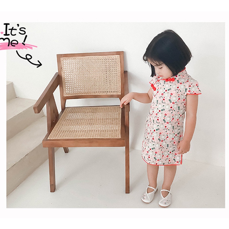 Đầm Sườn Xám In Hoa Phong Cách Trung Quốc Thời Trang Mùa Hè Mới Cho Bé Gái 9 Tháng - 3 Tuổi