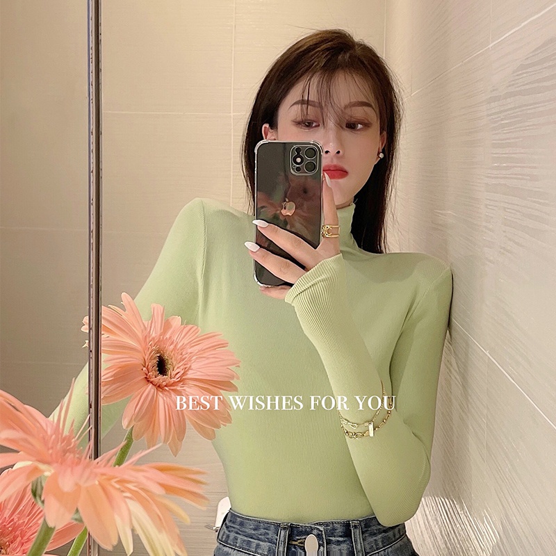 QADCOL Áo thun cổ cao dáng ôm thời trang thu đông cao cấp cho nữ