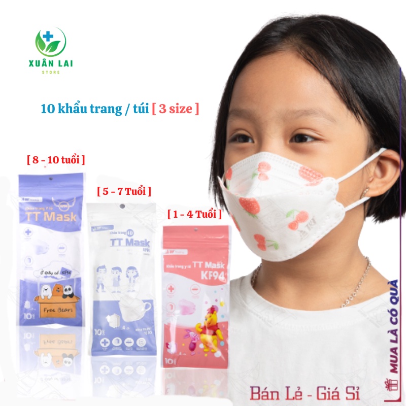 Khẩu trang KF94 4D TT MASK hoạ tiết cho bé hoạ tiết 4 lớp kháng khuẩn