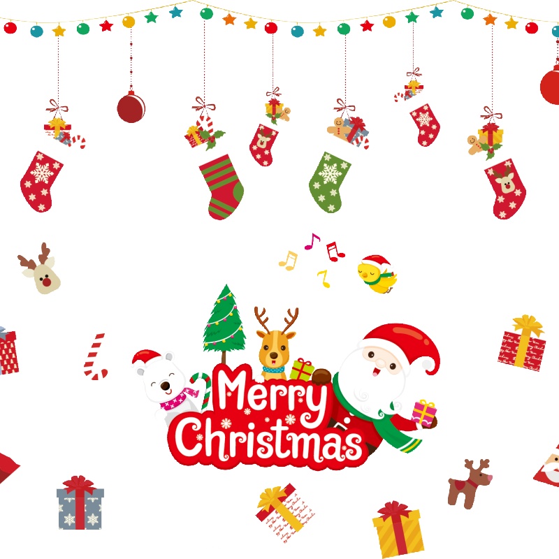 Nhãn dán tĩnh Merry Christmas trang trí cửa sổ phòng khách phòng ngủ năm mới giáng sinh