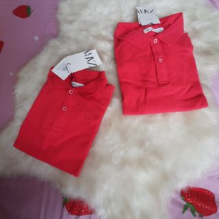 Tshirt đỏ zara sp áo sơ mi ngắn tay có cổ đỏ