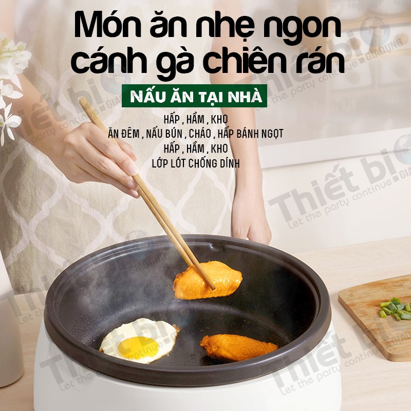 Nồi Lẩu Mini Đa Năng Tích Hợp (Lẩu, hấp, chiên, rán, xào, luộc, hầm, om) Chống Dính Tặng Kèm 7 Món Dụng Cụ Bếp