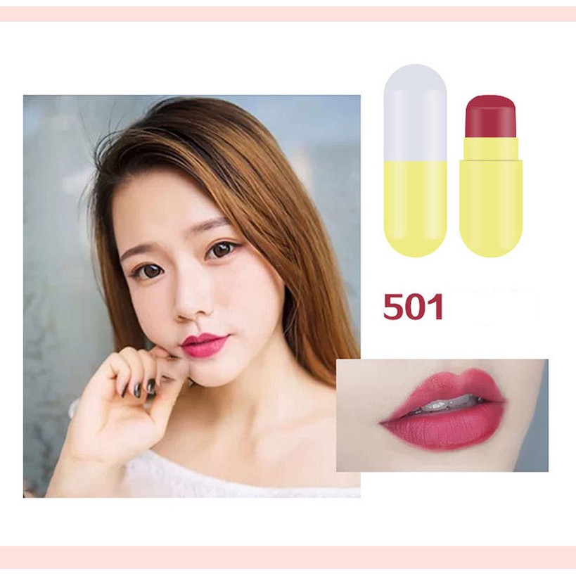 Son môi thiết kế mini hình viên thuốc con nhộng kết cấu dưỡng ẩm kháng nước không dễ phai | BigBuy360 - bigbuy360.vn
