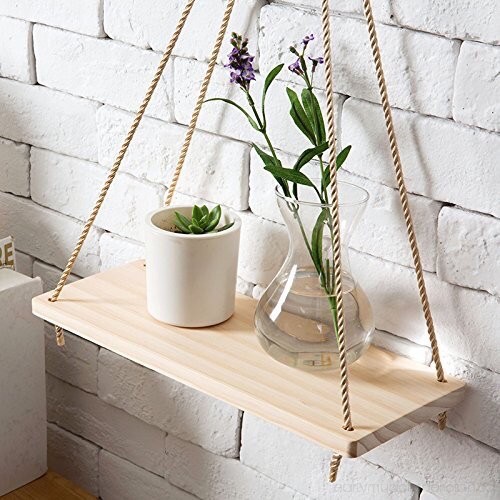 Kệ gỗ treo tường dây thừng - decor trang trí nhà cửa tiện ích gọn gàng