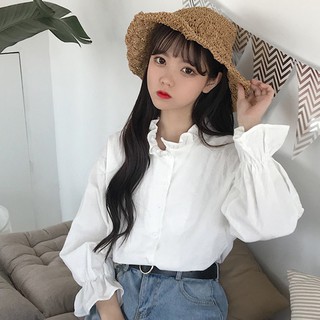 Áo sơ mi trắng bó tay kiểu dáng ulzzang hàn order