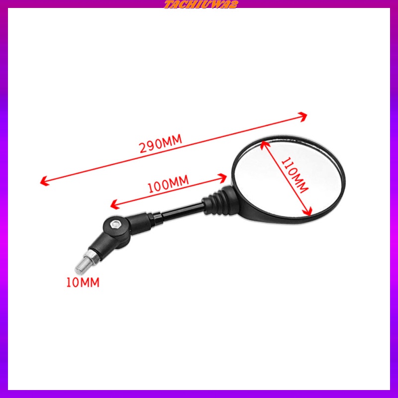 1 Cặp Gương Chiếu Hậu Tròn Màu Đen Gấp Được 8mm / 10mm Thông Dụng Cho Xe Máy Tachiuwa2