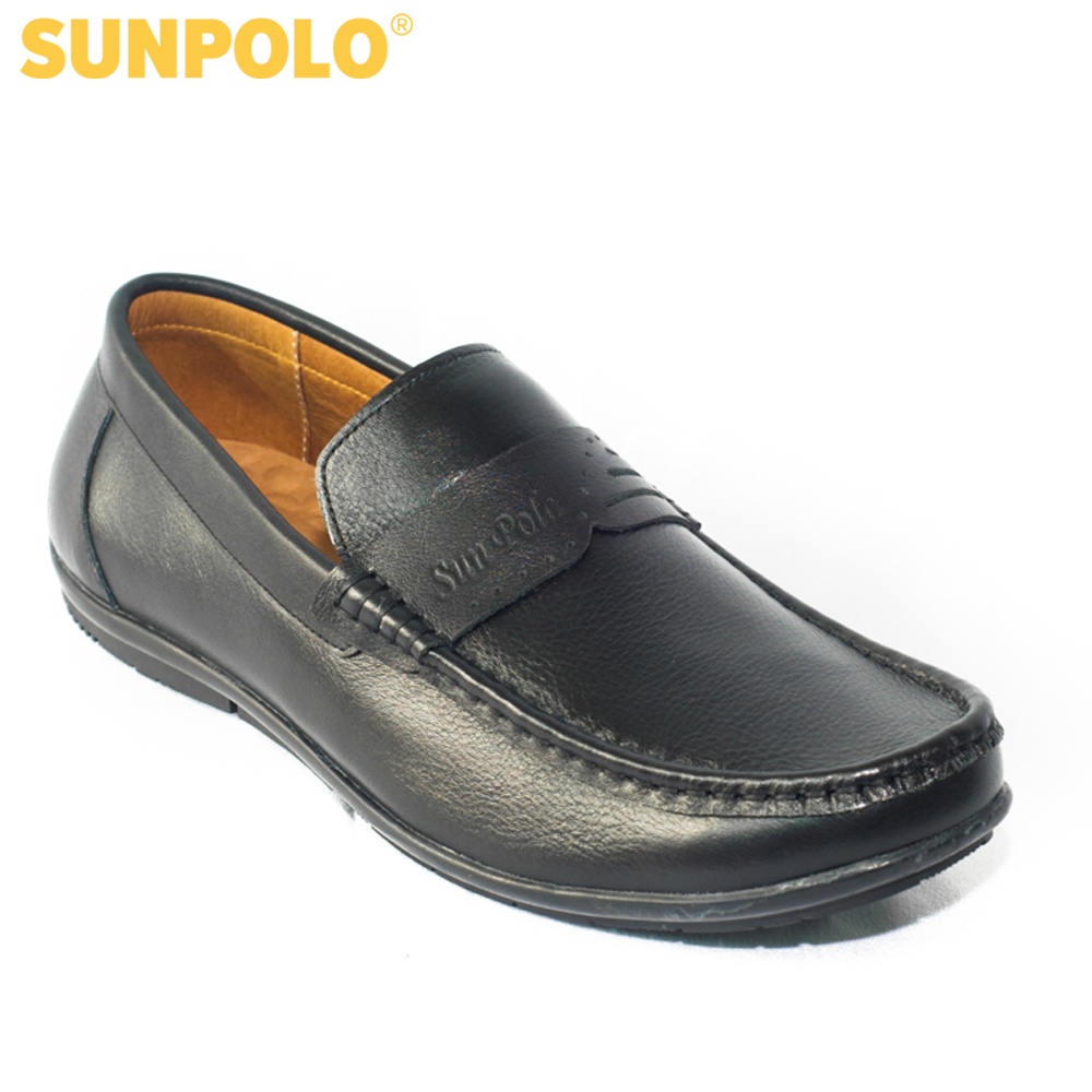 Giày Lười Nam Da Bò SUNPOLO Đen Nâu - SUMU2511