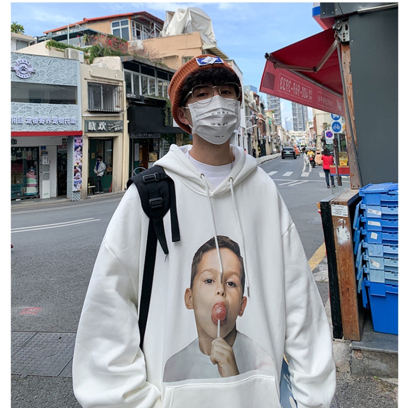 Áo Hoodie Tay Dài Dáng Rộng In Họa Tiết Bánh Donut Thời Trang Mùa Hè Hàn Quốc Cho Nam Size M-3Xl