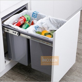 [Phụ Kiện Tủ Bếp Nhập Khẩu] Thùng đựng rác đôi âm tủ INOXEN gắn cánh WBA-22L
