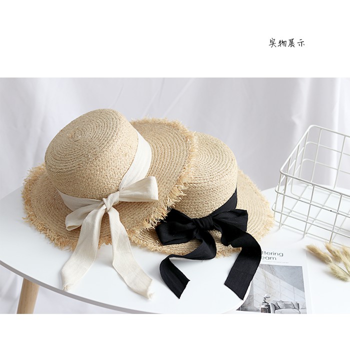 Mũ Cói Chống Nắng Đính Nơ Phong Cách Hàn Quốc Cho Nữ