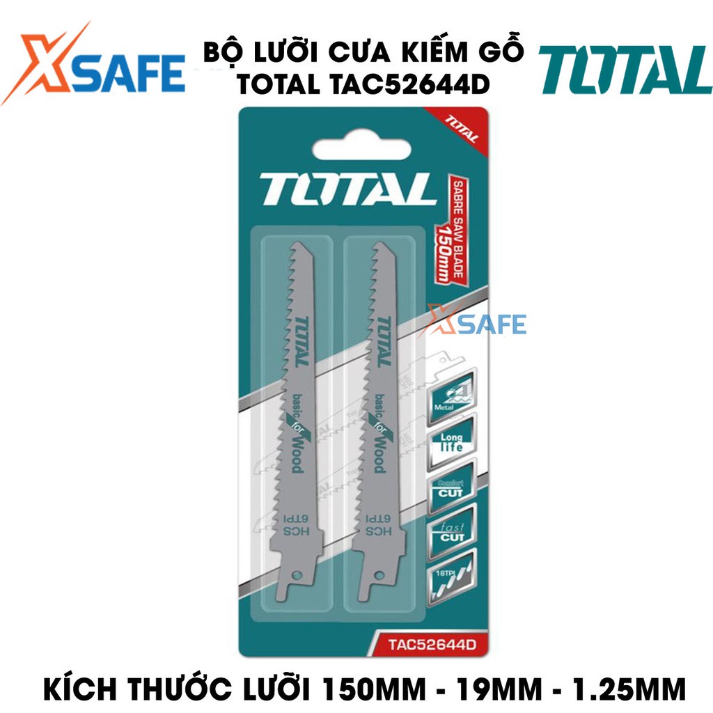 Bộ lưỡi cưa kiếm gỗ TOTAL TAC52644D Lưỡi cưa kiếm Total chất liệu thép carbon, mỗi inch 6 răng cưa, cắt nhanh gỗ, nhựa