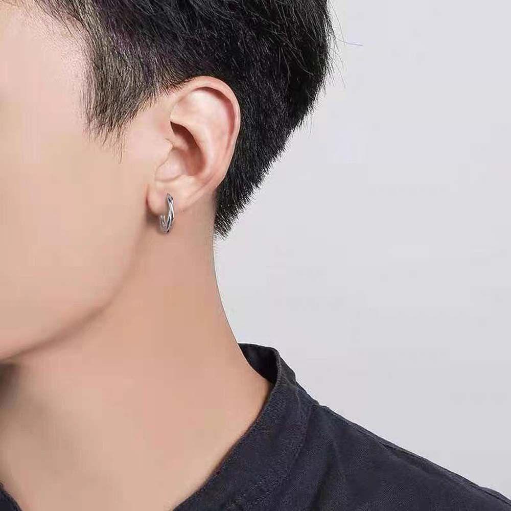 Khuyên Tai Dạng Vòng Xoắn Phong Cách Rock Cá Tính Cho Nam|Bông Tai Hình Tròn Màu Sắc Thời Trang