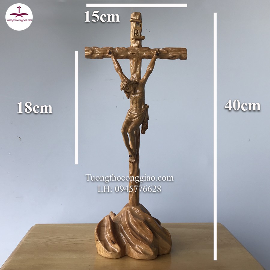 Tượng Chúa Chịu Nạn 40cm gỗ pơ mu