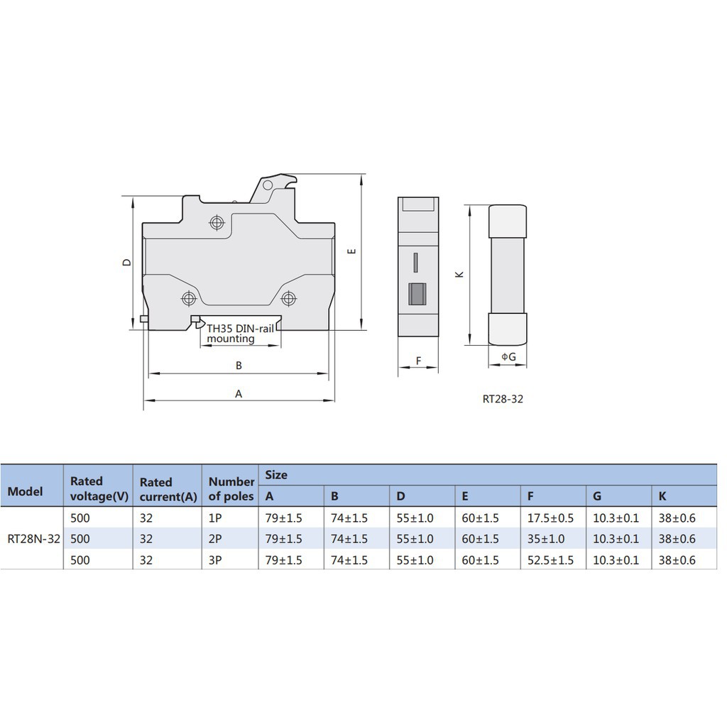 (Giá sỉ 10c/h)Cầu chì ống sứ 10x38 RT28, dãy dòng điện 2A -32A, Hãng CHINT