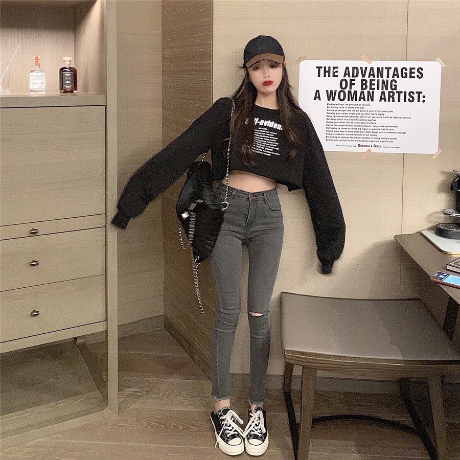 Áo Hoodie Thu Đông Croptop Cực Iuu Ulzzang | BigBuy360 - bigbuy360.vn