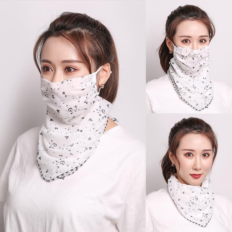 Ice silk sunscreen mask summer thin female bib neck guard veil cycling cover face breathable anti-ultraviolet ear-hanging mask