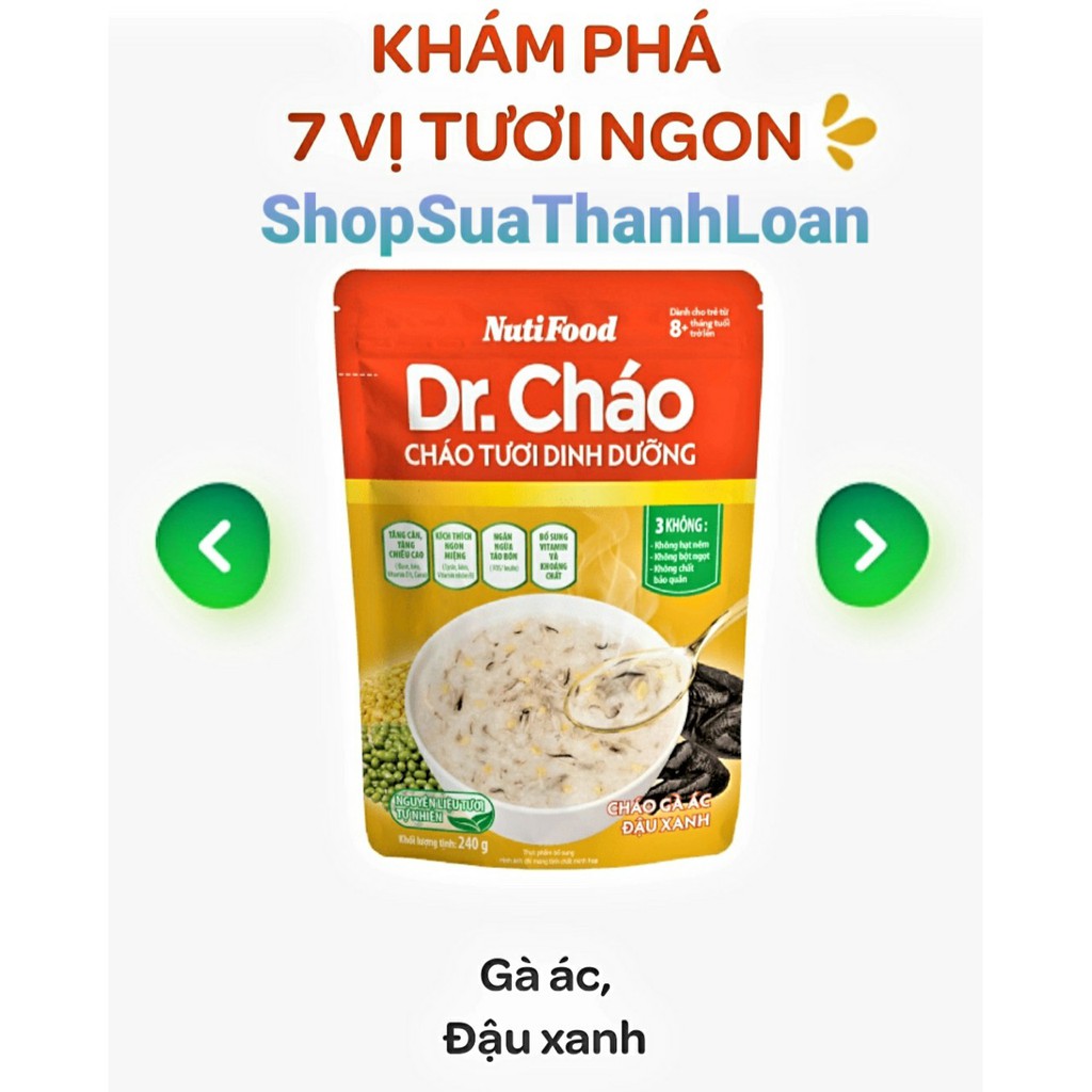 [HSD T10-2021] CHÁO TƯƠI DINH DƯỠNG NUTIFOOD - CHÁO TỔ YẾN THỊT BẰM HẠT SEN (240g)