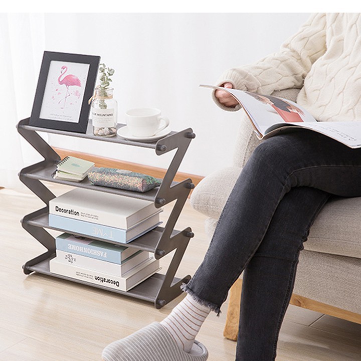 Kệ 4 tầng nhựa hình chữ Z kệ sách đa năng thông minh
