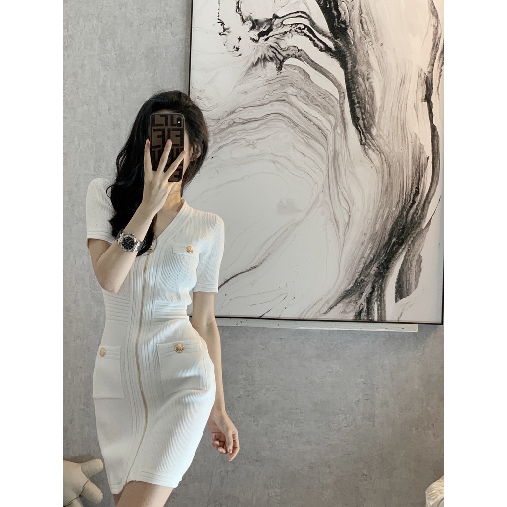 Đầm Dệt Kim Dáng Ôm Chiết Eo Phong Cách Retro Pháp Thời Trang Mùa Hè Hàng Mới Dành Cho Bạn Nữ 2021