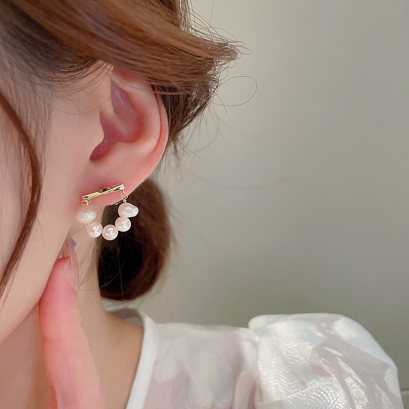 Khuyên Tai Tròn Đính Ngọc Trai Phong Cách Hàn Quốc Mới 2022 S925