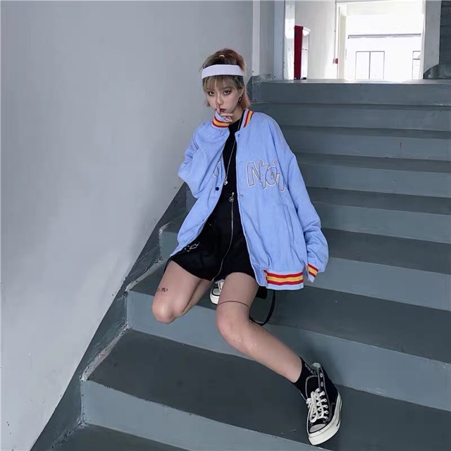 (Có sẵn  xanh)ORDER ÁO BOMBER JACKET UNISEX CÁ TÍNH CHẤT ULZZANG