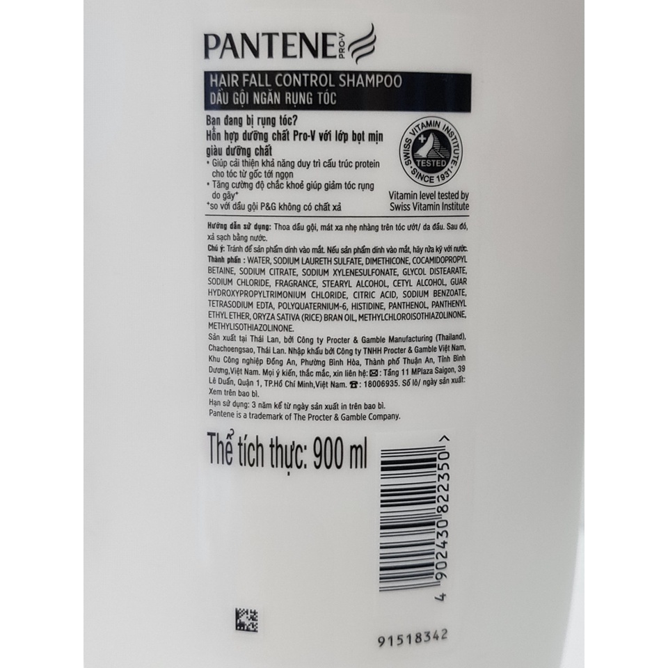 Dầu Gội Ngăn Rụng Tóc Sạch Gàu Pantene Shampoo 900ml