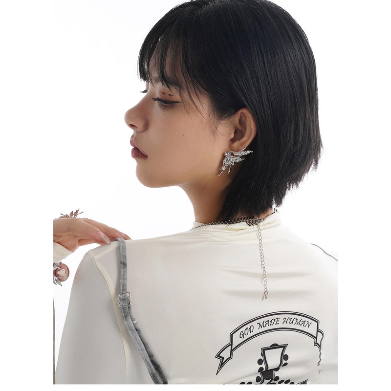 Bông Tai Hình Bướm Bằng Kim Loại Phong Cách Thanh Lịch Dành Cho Nữ