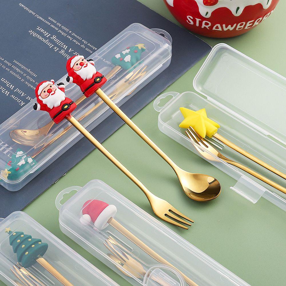 PINEVN Bộ 2 Muỗng Cà Phê Bằng Thép Không Gỉ Với Họa Tiết Theo Phong Cách Giáng Sinh