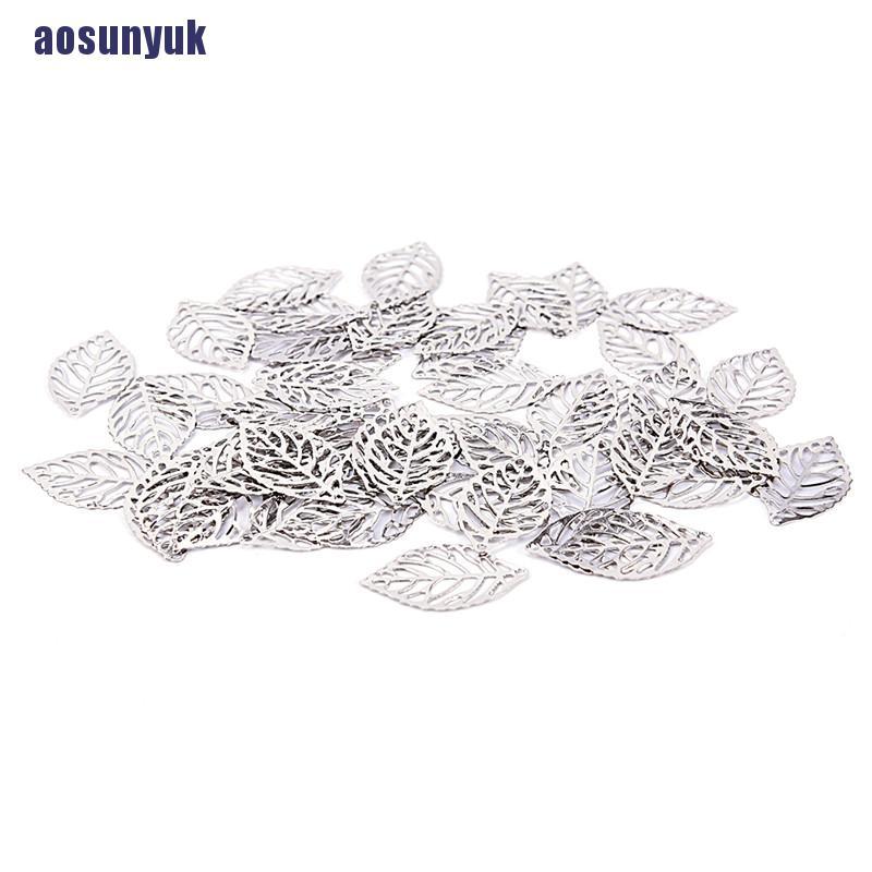 Bộ 50 mặt dây hình chiếc lá rỗng làm đồ trang sức DIY