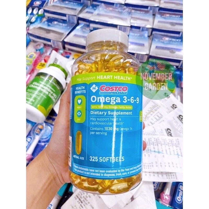 Viên uống Omega 3 6 9 Mỹ Support Heart Health Member's Mark 325 viên nắp trắng