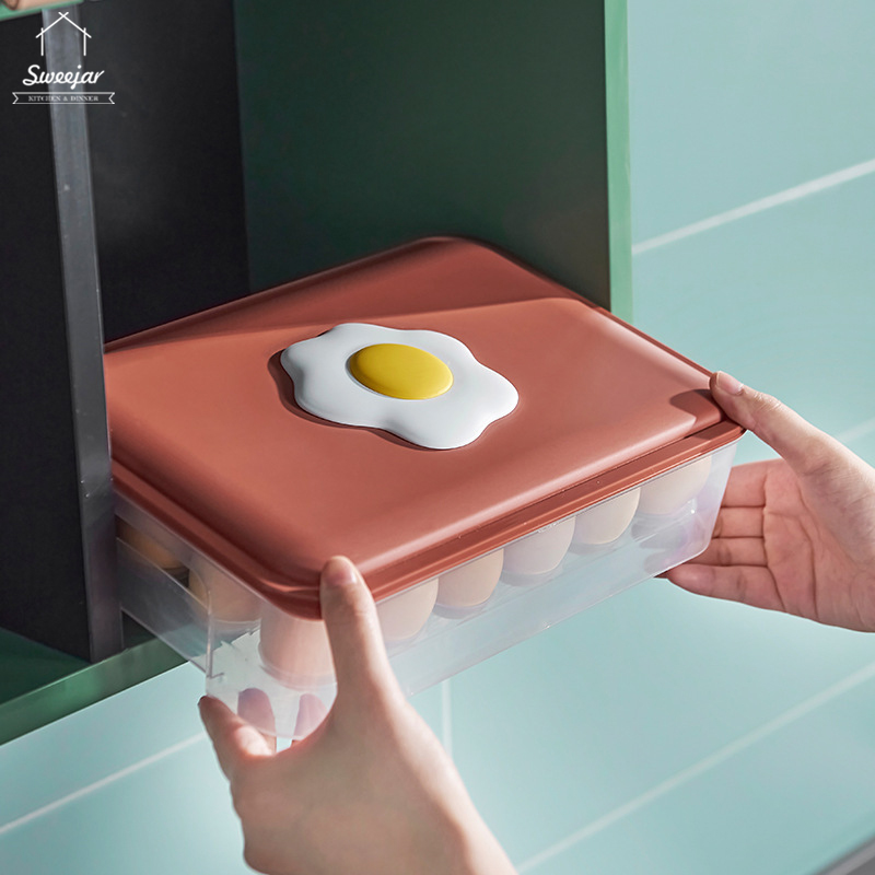 Hộp đựng bảo quản trứng SWEEJAR chia 24 ngăn có nắp đậy cất giữ trong tủ lạnh tiện lợi