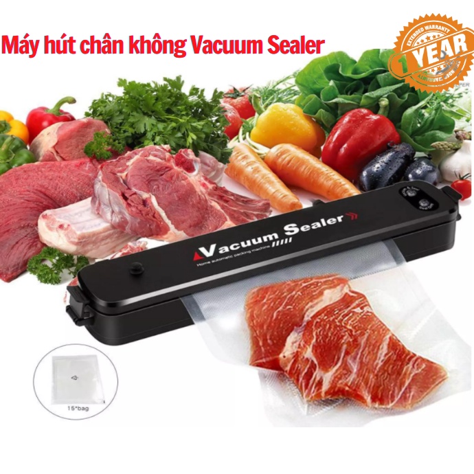 Máy hút chân không thực phẩm Vacuum Sealer tiện dụng tặng kèm 10 túi hút chân không