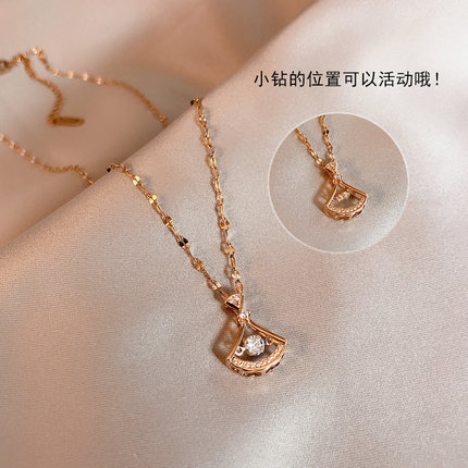 Dây chuyền thép titan vàng kim mặt hình trái tim phong cách Hàn Quốc