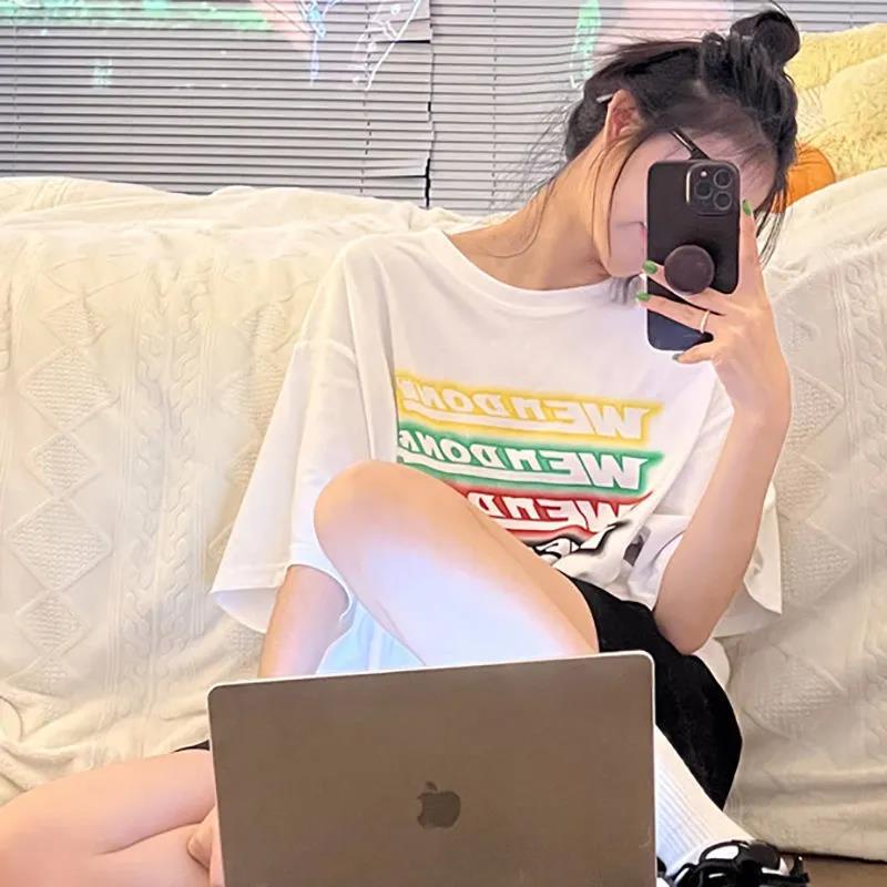 NRVP Áo Thun 100% Cotton Dáng Rộng Thời Trang Hàn Quốc Cho Nữ