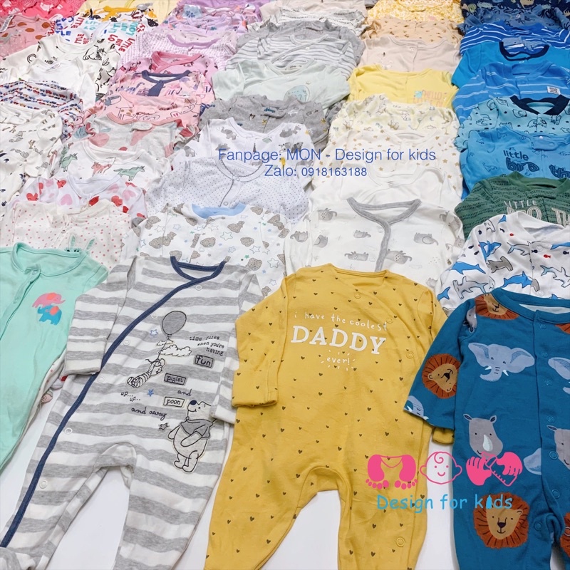 THANH LÝ Sleepsuit (hàng NEW lỗi NHỎ) cho bé bộ body ngủ dài tay liền thân xuất dư cho bé