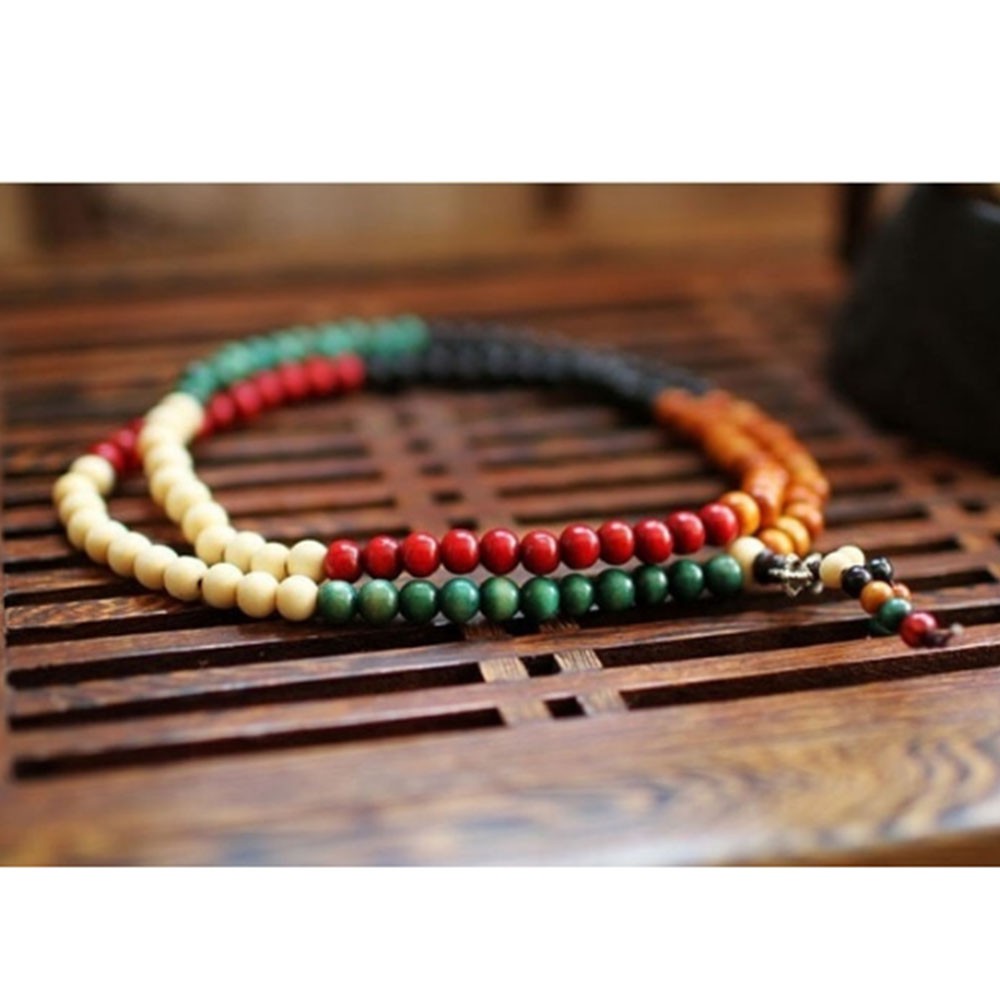 Vòng tay chuỗi hạt gỗ phong cách Phật giáo
