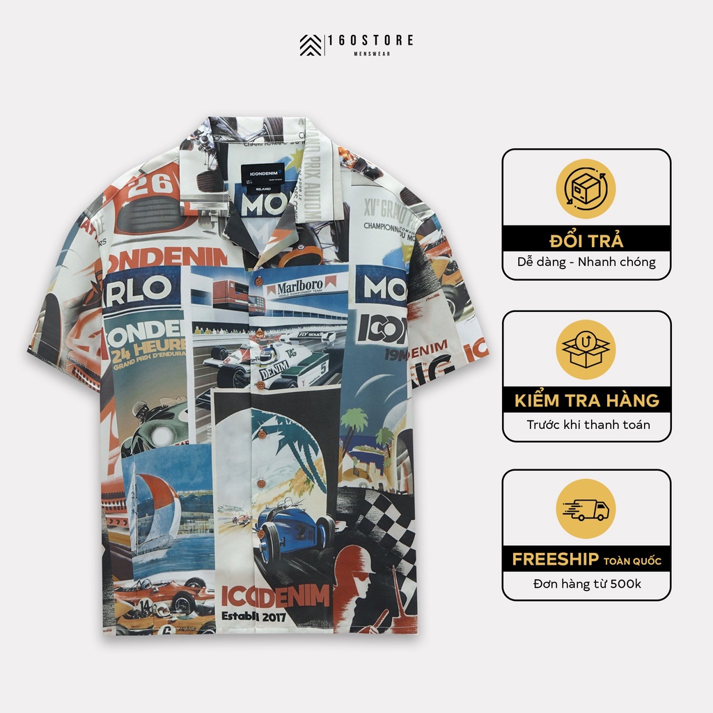Áo Sơ Mi Nam ICDN Vintage Racing Chính Hãng 160STORE Với Công Nghệ In Chuyển Nhiệt Chất Lượng SMID0104