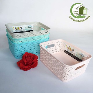 Rổ nhựa mây đan hình chữ Y - rổ đựng mỹ phẩm, gia vị, chai lọ - 26 x 20 x 10cm - màu ngẫu nhiên